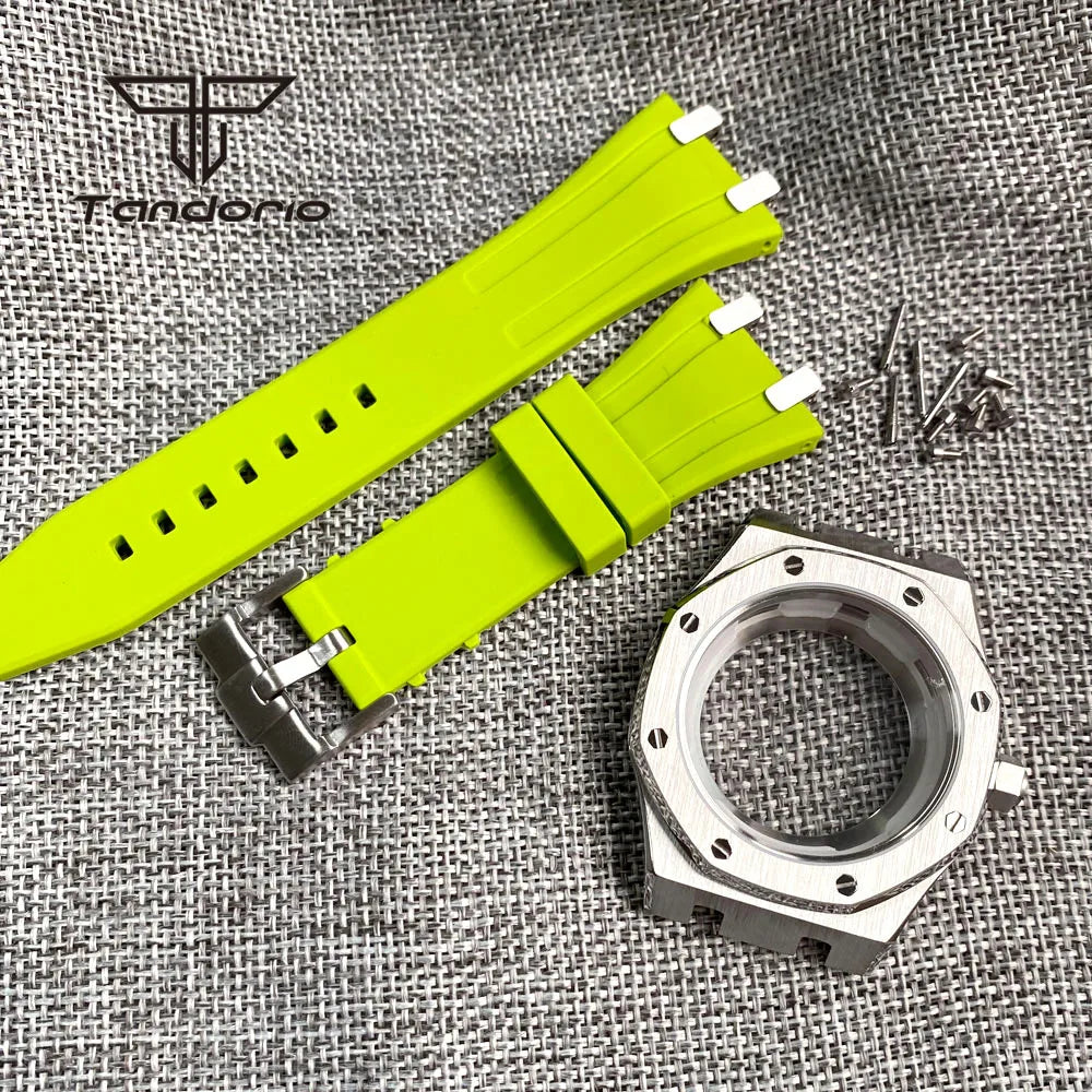42mm Royal Oak AP Case Stainless Steel Brushed Octagon Watch Case Bracelet Glass Back Chapter Ring Sapphire Glass Fit NH35 NH36 Automatic Movement
