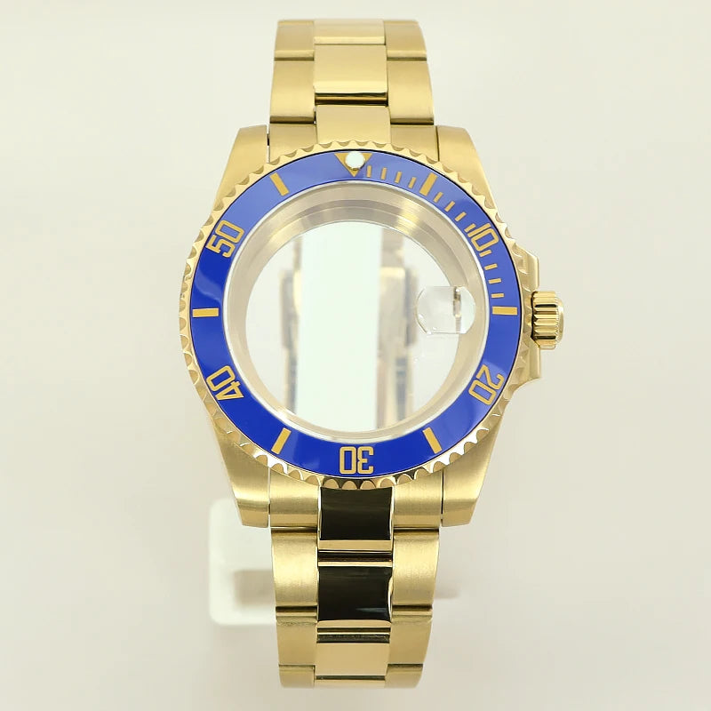 40MM PVD Gold Submariner Watch Case GMT Yacht Master Polish Strap Sapphire Glass For NH35 NH36 NH34 NH38 Miyota 8215 Eta 2824 GMT SUB Yacht 20ATM waterproof