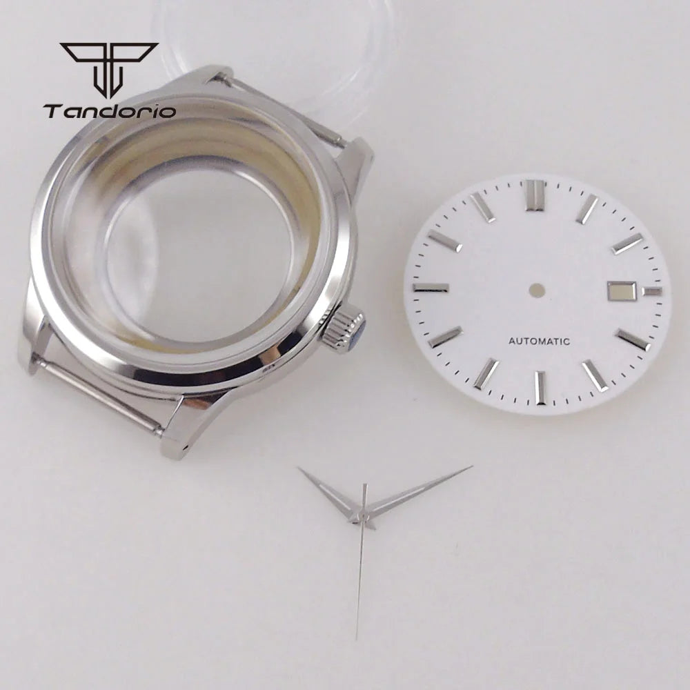 Tandorio Cocktail Mod Watch Case Domed Sapphire 40mm NH35 Automatic +33.5mm Dial Set Glass Back GS Style Accessary