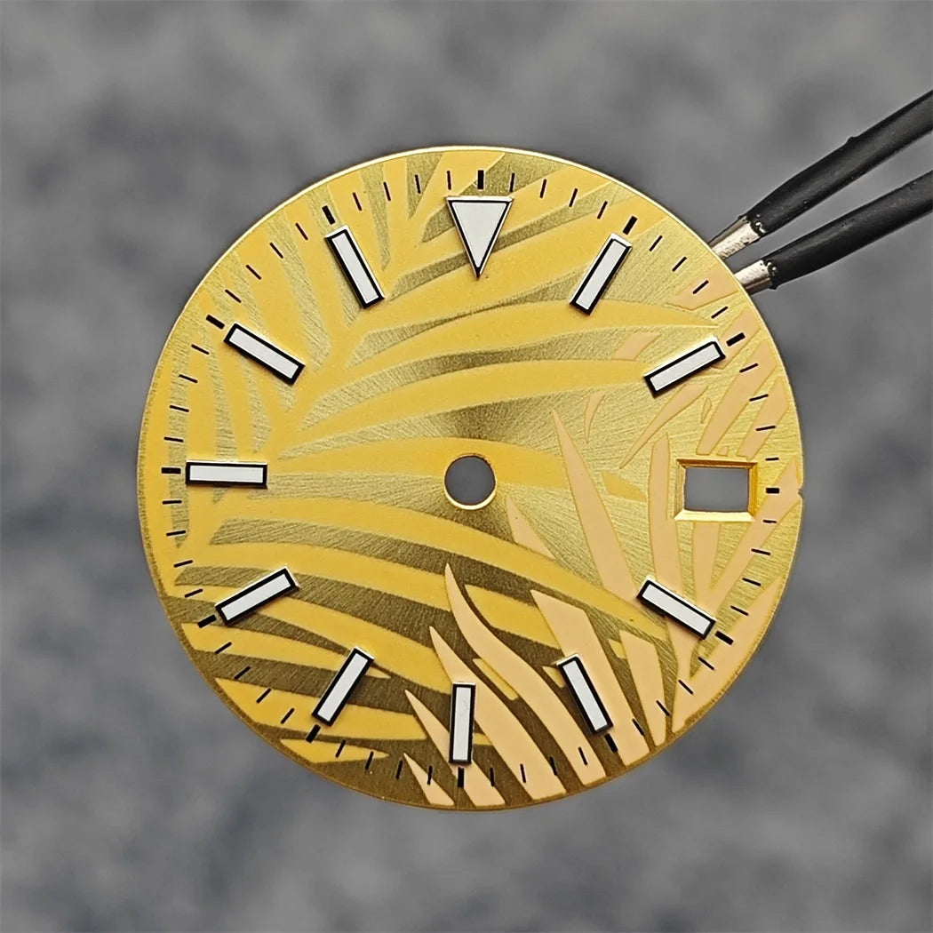 28.5mm leaf Watch Dial Blue Green Luminous for NH35/NH35A/4R/7S Movement 28.5mm Watch Faces Watch Accessories Replacement Parts