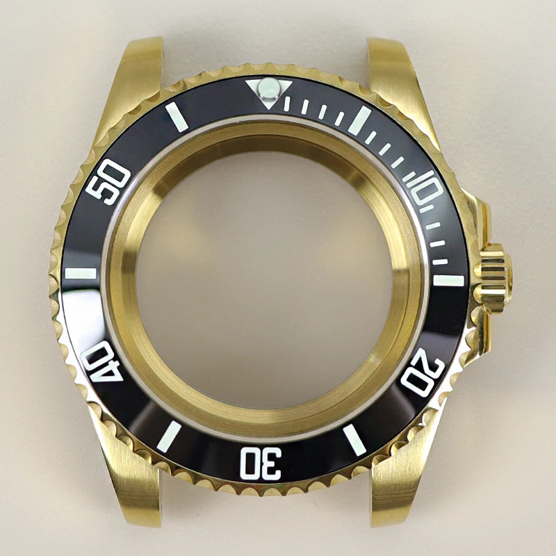 40MM PVD Gold Submariner Watch Case GMT Yacht Master Polish Strap Sapphire Glass For NH35 NH36 NH34 NH38 Miyota 8215 Eta 2824 GMT SUB Yacht 20ATM waterproof