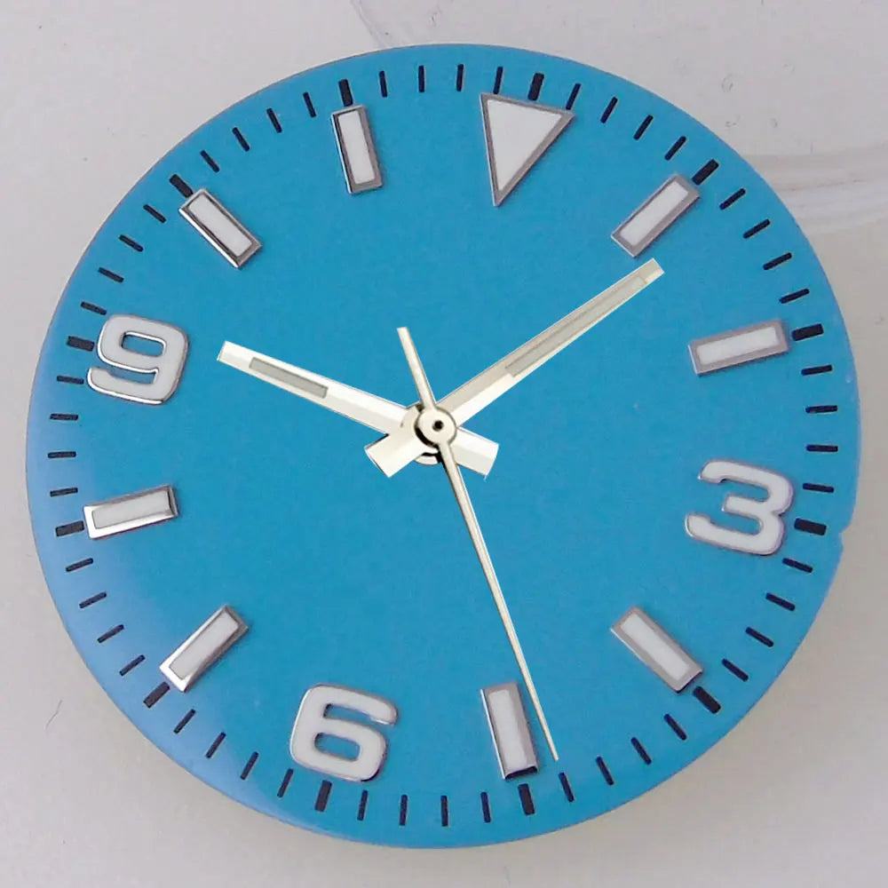 Explorer Watch Dial 29mm Watch Dial Explore Dial Face for NH35 NH36 Movement Black/Orange/Blue Steel Watch parts Green Lume Replacement Parts