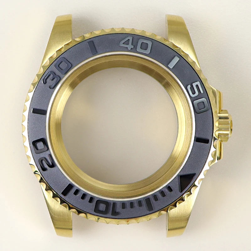 40MM PVD Gold Submariner Watch Case GMT Yacht Master Polish Strap Sapphire Glass For NH35 NH36 NH34 NH38 Miyota 8215 Eta 2824 GMT SUB Yacht 20ATM waterproof