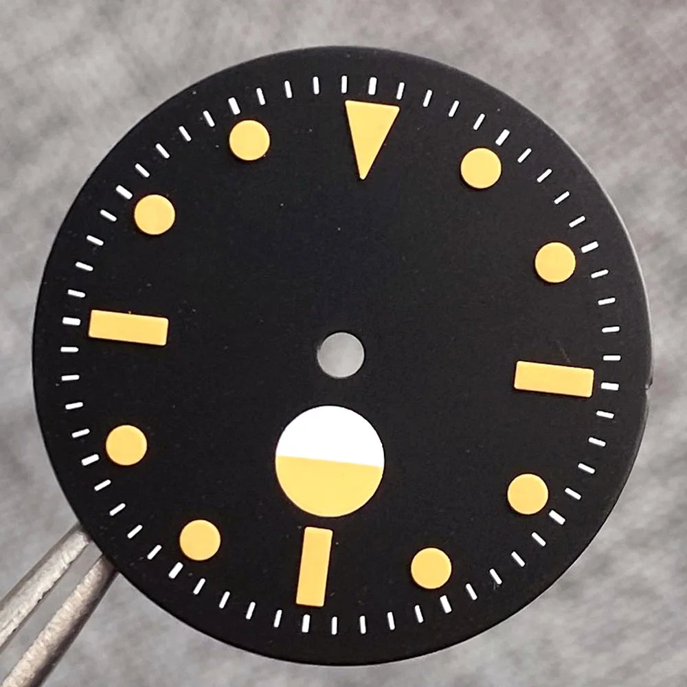 Non-Radiation 50-FATHOMS Watch Dial Parts 29mm for NH35 PT5000 Green Luminous Case Parts Sterile Nologo Hand Set for Dive Watch