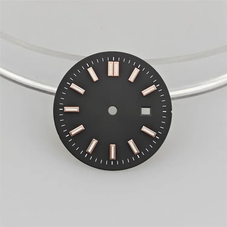 24.5MM Watch Dial Green Luminous Logbook Faces Women's Mechanical Watch Accessories for NH05 /NH06 Movement for 31mm Case