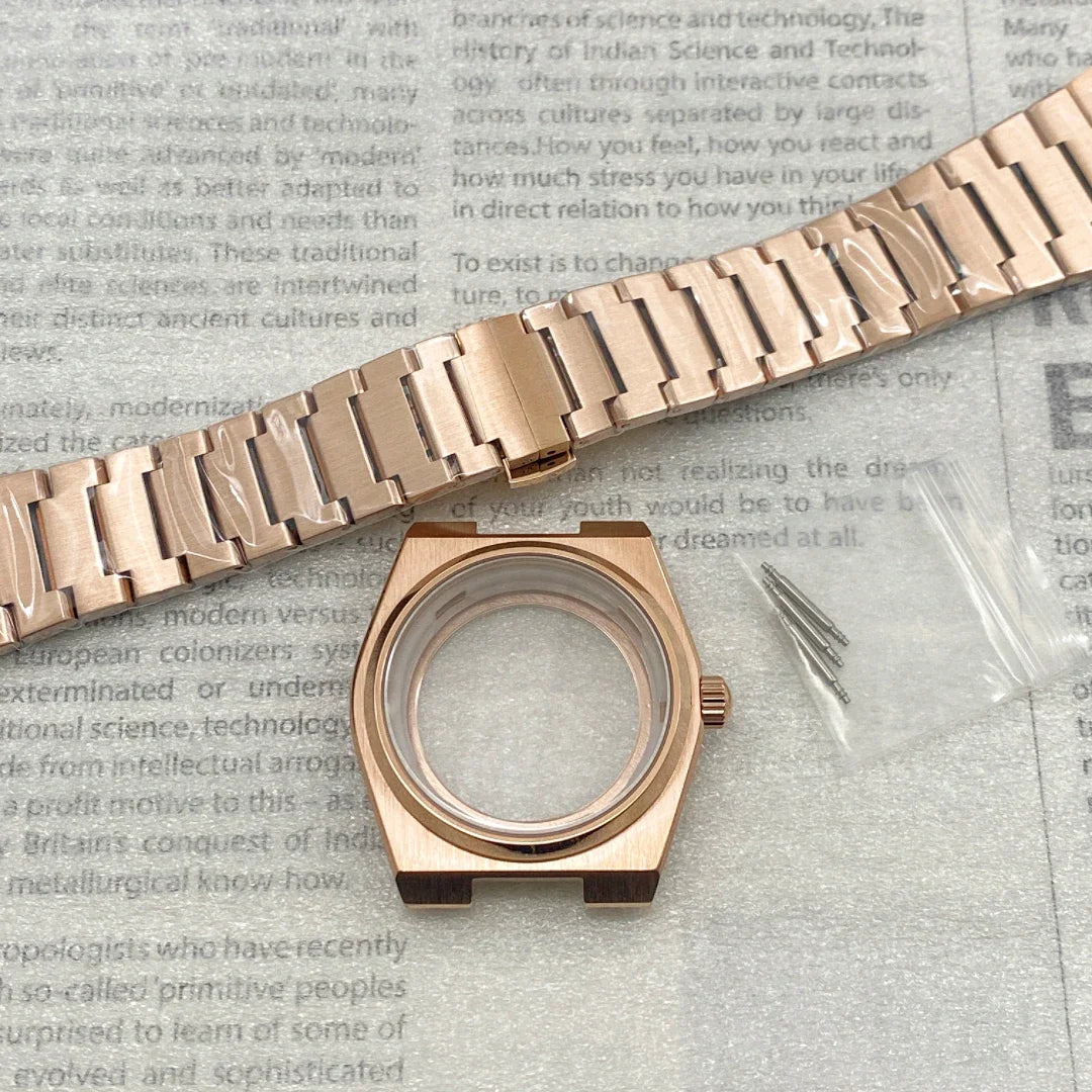 Gold / Rose Gold / PVD Black PRX case 40mm Automatic Modified Case Strap Set Fits Supe Player Prx NH35 NH36 Movement Sapphire Glass Penetrating