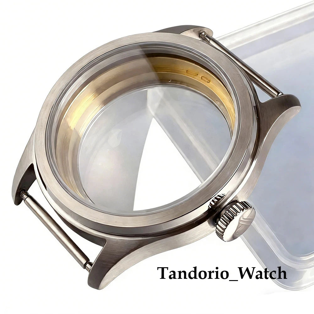 38mm Pilot Case Sapphire Glass For NH35 ETA2824 PT5000 ST2130 Mechanical 316L Stainless Steel