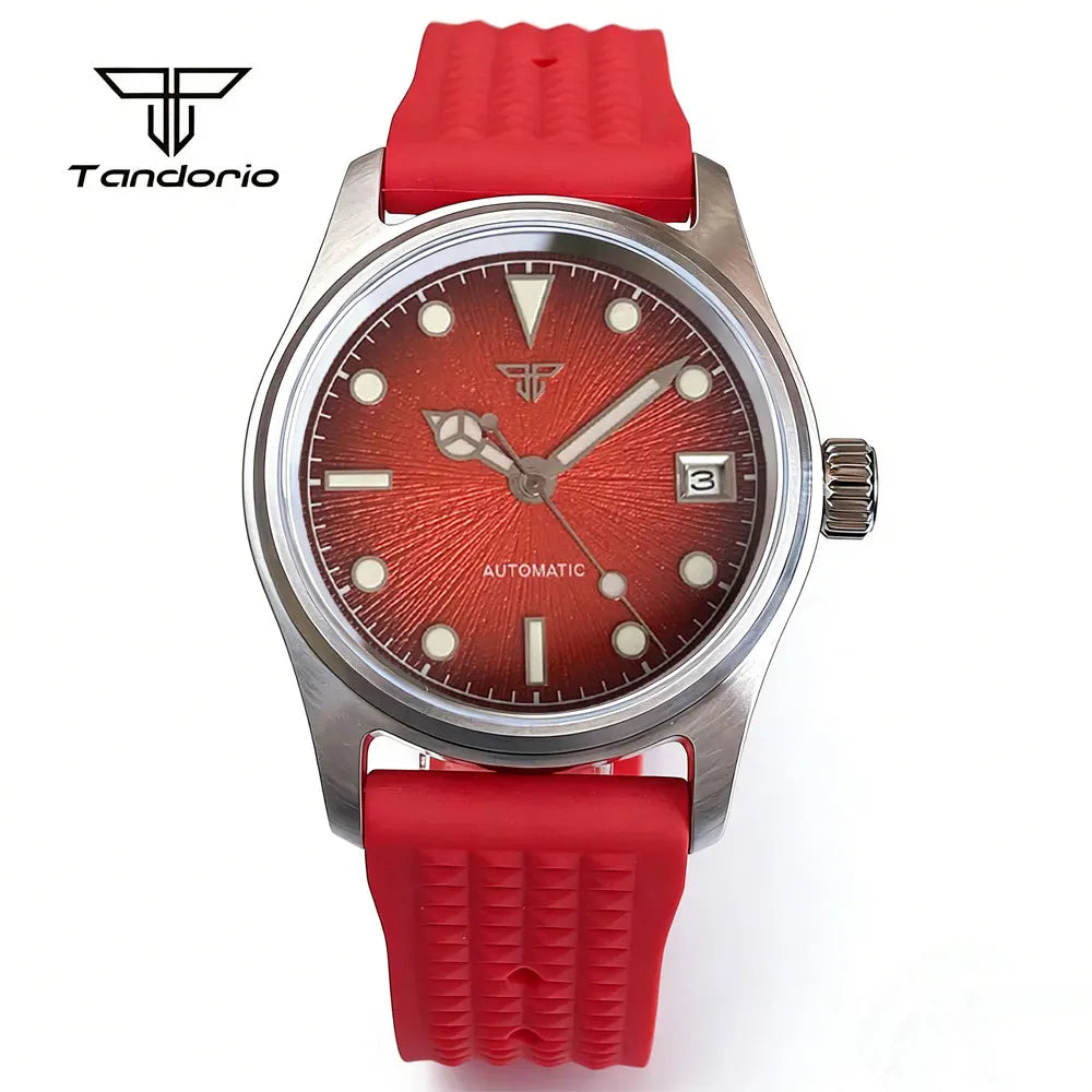Sunburst Aviator Watch Tandorio TD104Z 20BAR Sapphire 36mm Pilot Textured Face Miyota8215 PT5000 TMI NH35 Movt