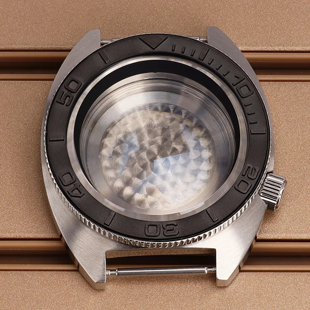 41mm Mod Turtle Watch Case Sapphire Glass Waterproof For Abalone/tuna mouth Captain Willard TMI NH35 NH36 NH38 4R Movement Stainless Steel Watch Accessories