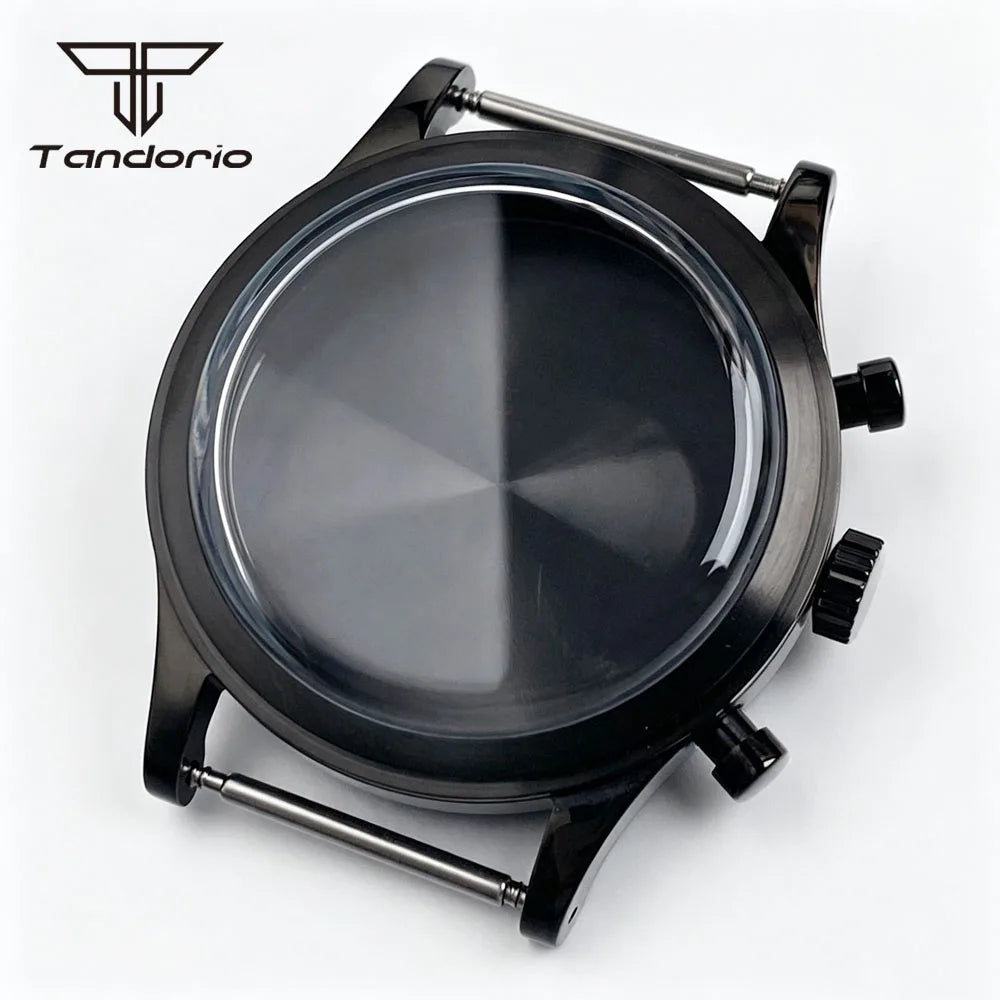 38mm Chronograph Watch Case Fit Miyota OS20/OS21 VK63/VK64 Movt Domed Mineral Glass 3ATM