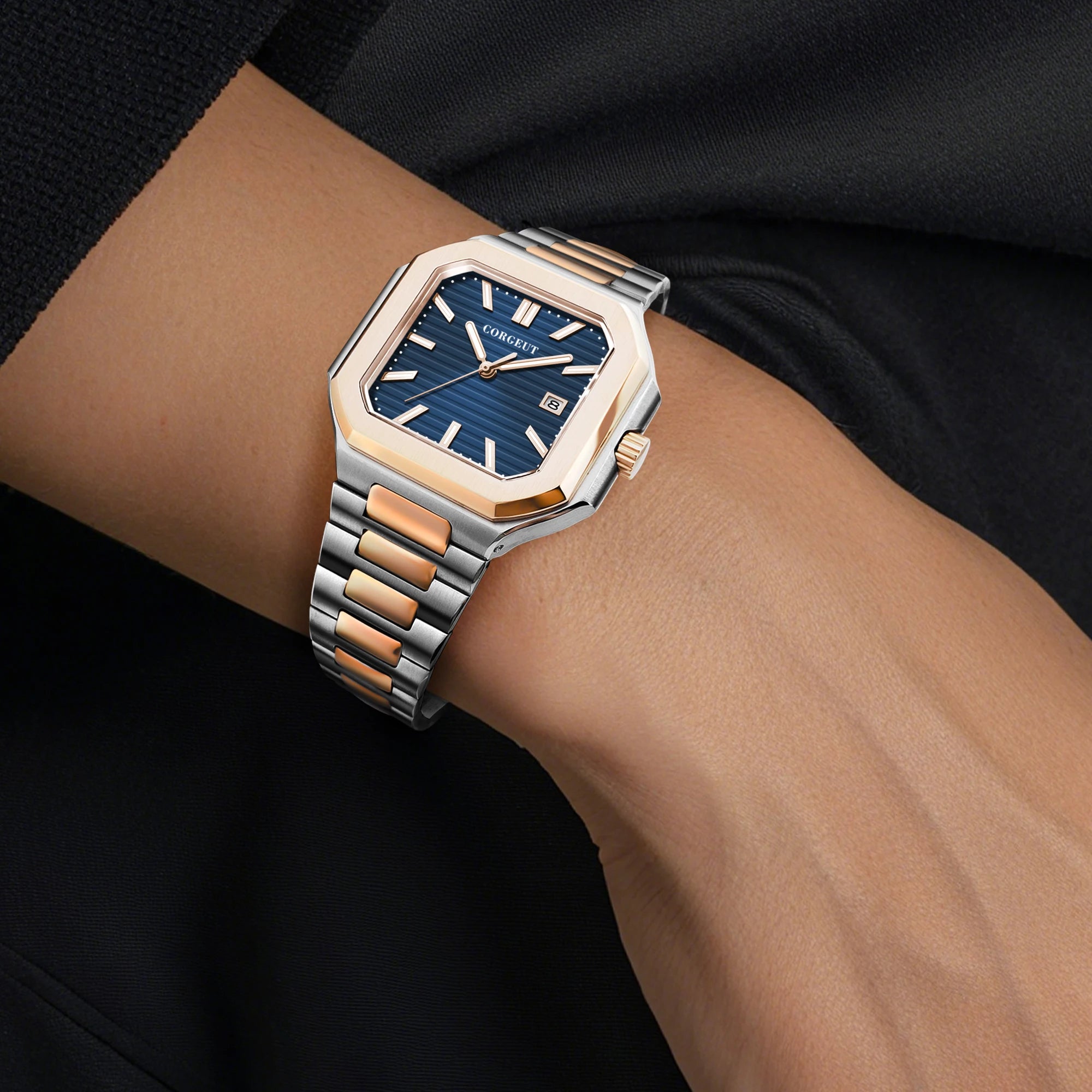 Square Watch Corgeut 6032 44mm Sapphire Miyota 8215 TMI NH35 Automatic 5BAR Customizable