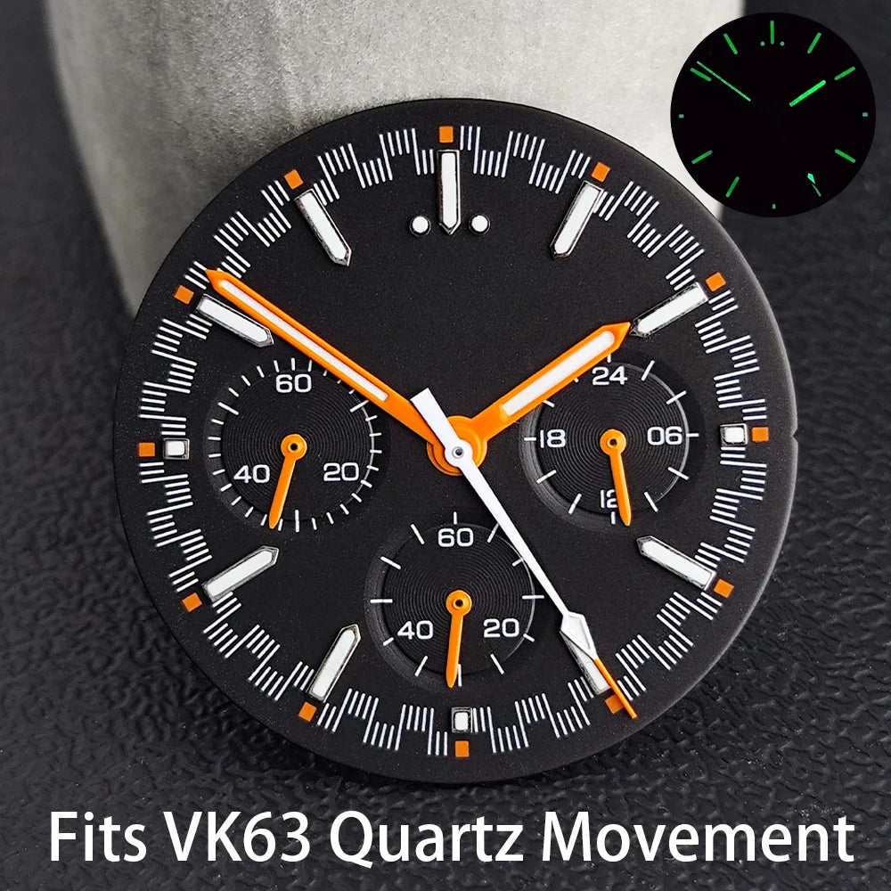 40mm Speedmaster Watch Case Stainless Steel For VK63 VK64 Chronograph Quartz Movement Mineral Moon Foorprint Sterile Caseback