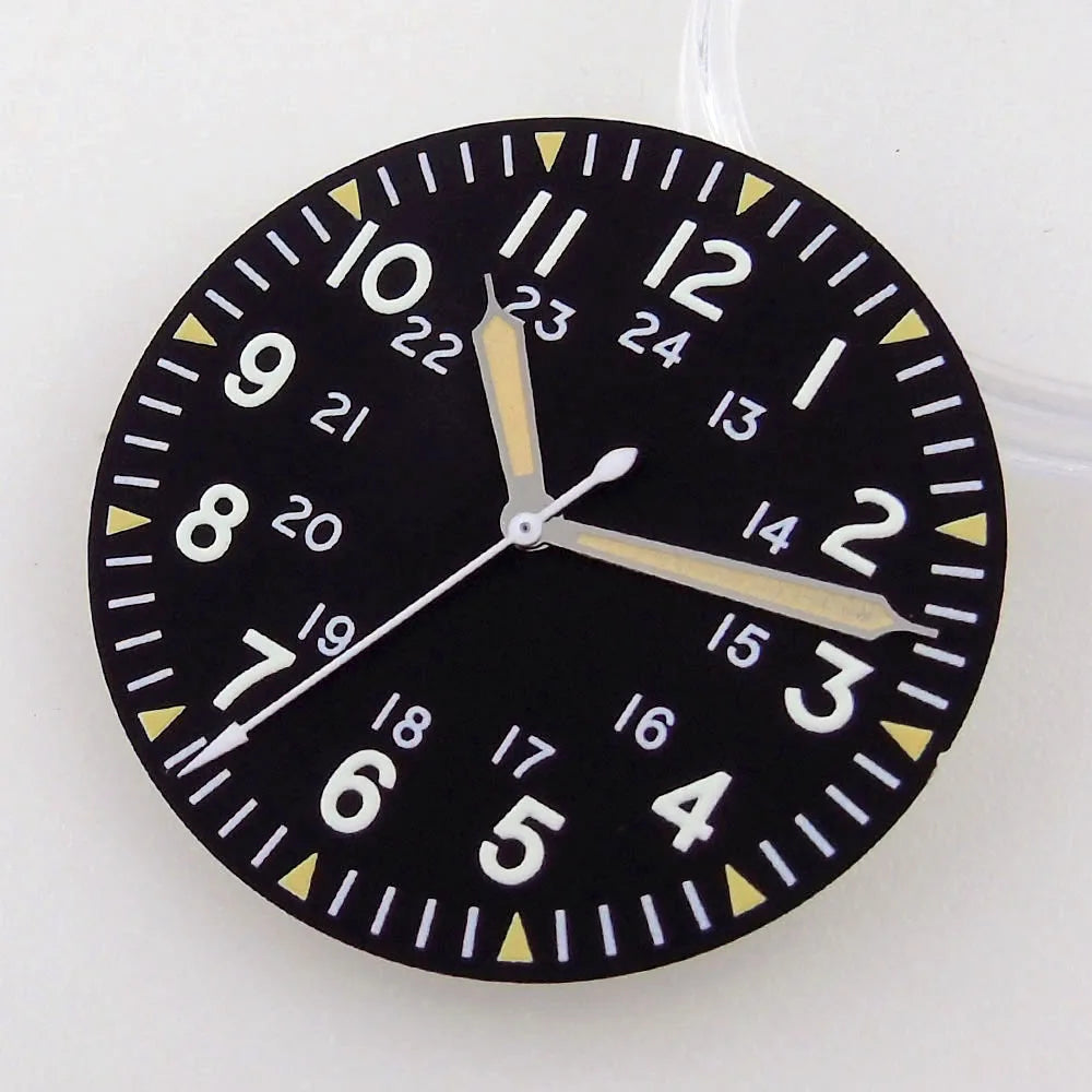 33.5mm Black Watch Dial Fit For NH34 NH36 NH35 Automatic Movement Arabic Numerals