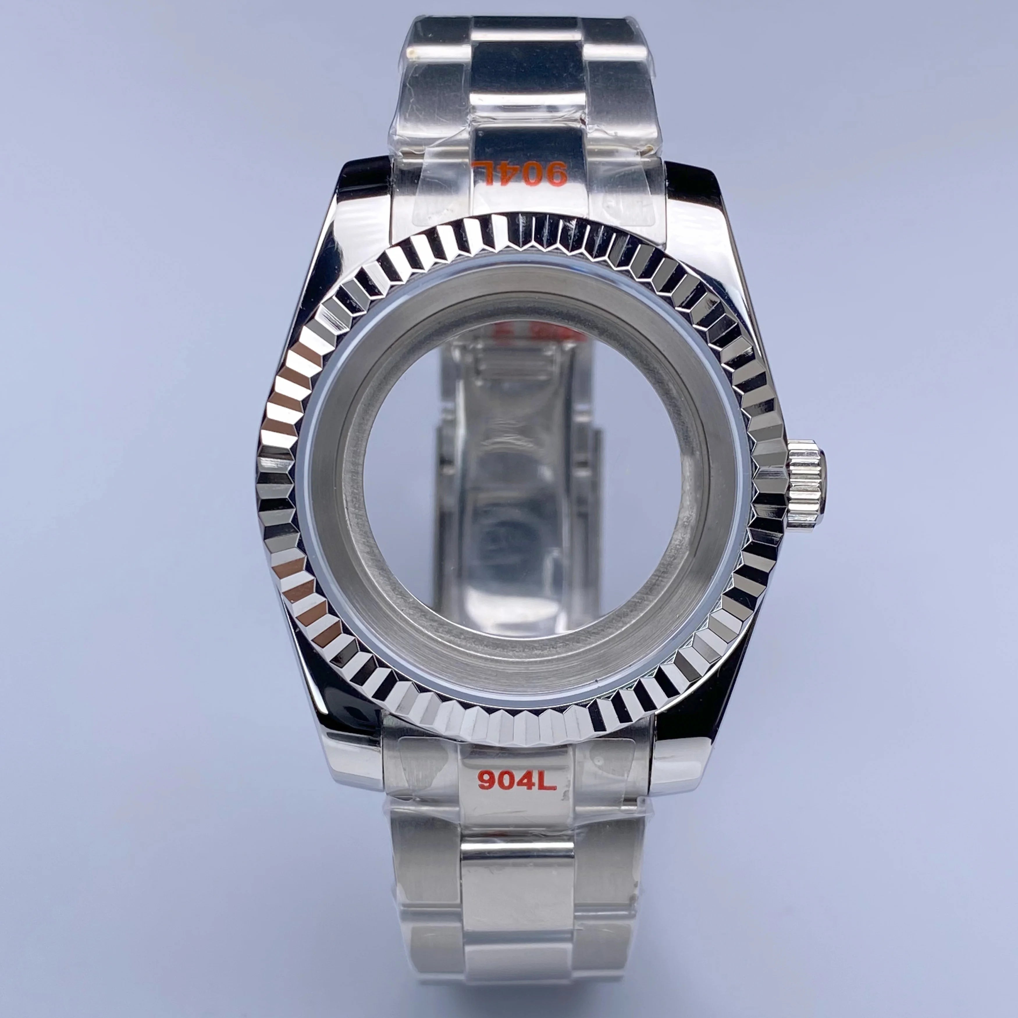 Fluted NH35 watch case Oyster 36/39mm High Quality Sliver Stainless Steel Sapphire Glass fit NH34 NH35 NH36 Movement Accessories Watch case