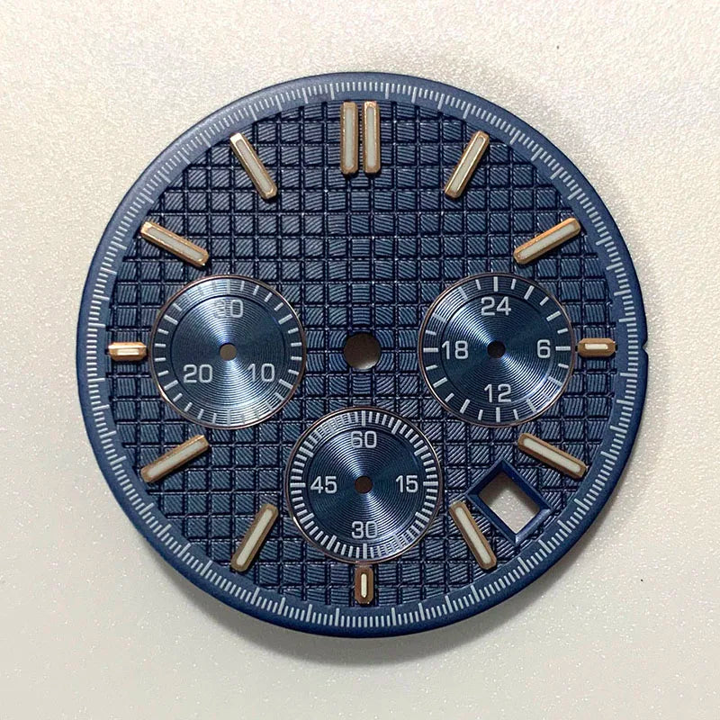VK63 watch dial Non Logo Royal Oak dial 31.8mm waffle texture Chronograph Face 6 Hands fit for Quartz VK63 movement watch accessories