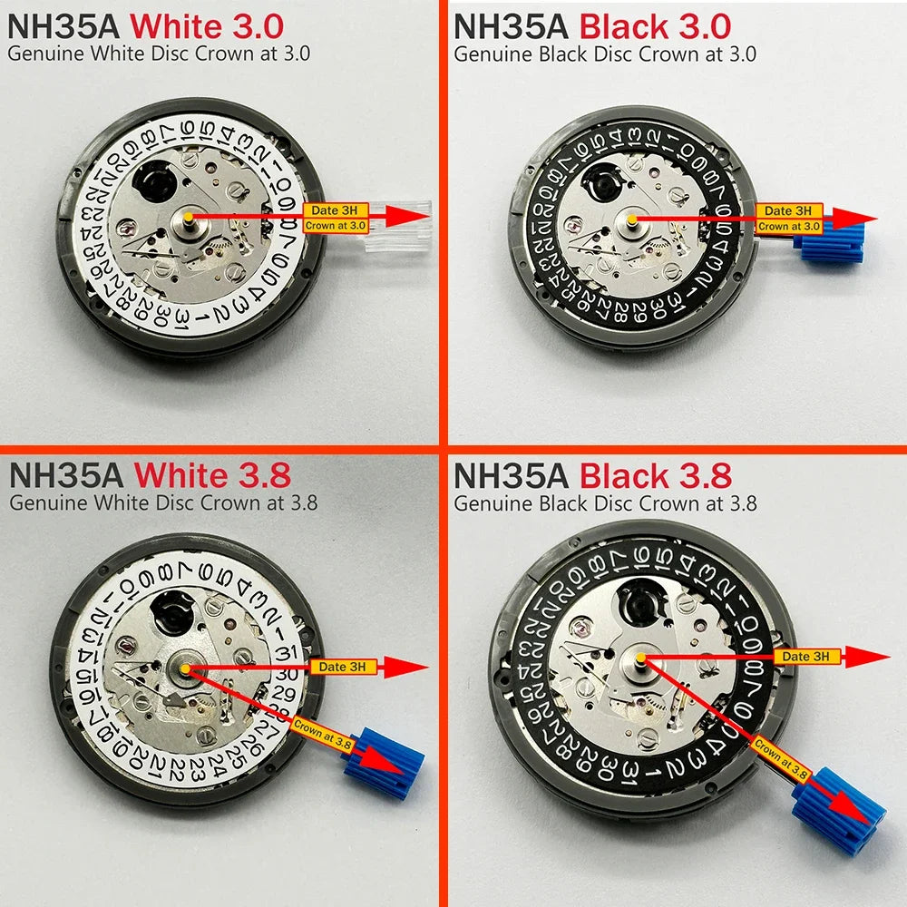 Japan Original Nh35 Movement Crown At 3.8 3 6 Nh35A With Black Japan Original Nh35 Movement Crown At 3.8 3 6 Nh35A With Black