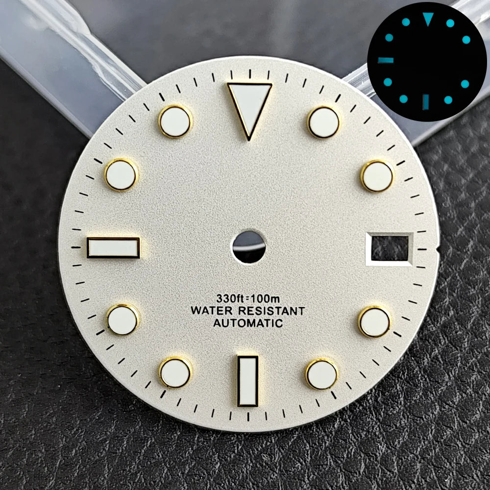 28.5mm blue lume NH35 NH34 Dial Single Calendar Submariner style with Hands Watches accessory