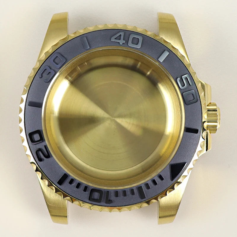 40MM PVD Gold Submariner Watch Case GMT Yacht Master Polish Strap Sapphire Glass For NH35 NH36 NH34 NH38 Miyota 8215 Eta 2824 GMT SUB Yacht 20ATM waterproof