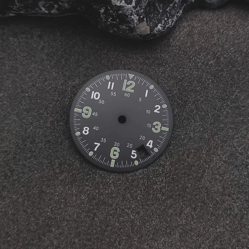 28.5MM Double Digital Circle Watch Dial Hands Green Luminous Faces Men's Watches Modification for TMI NH35