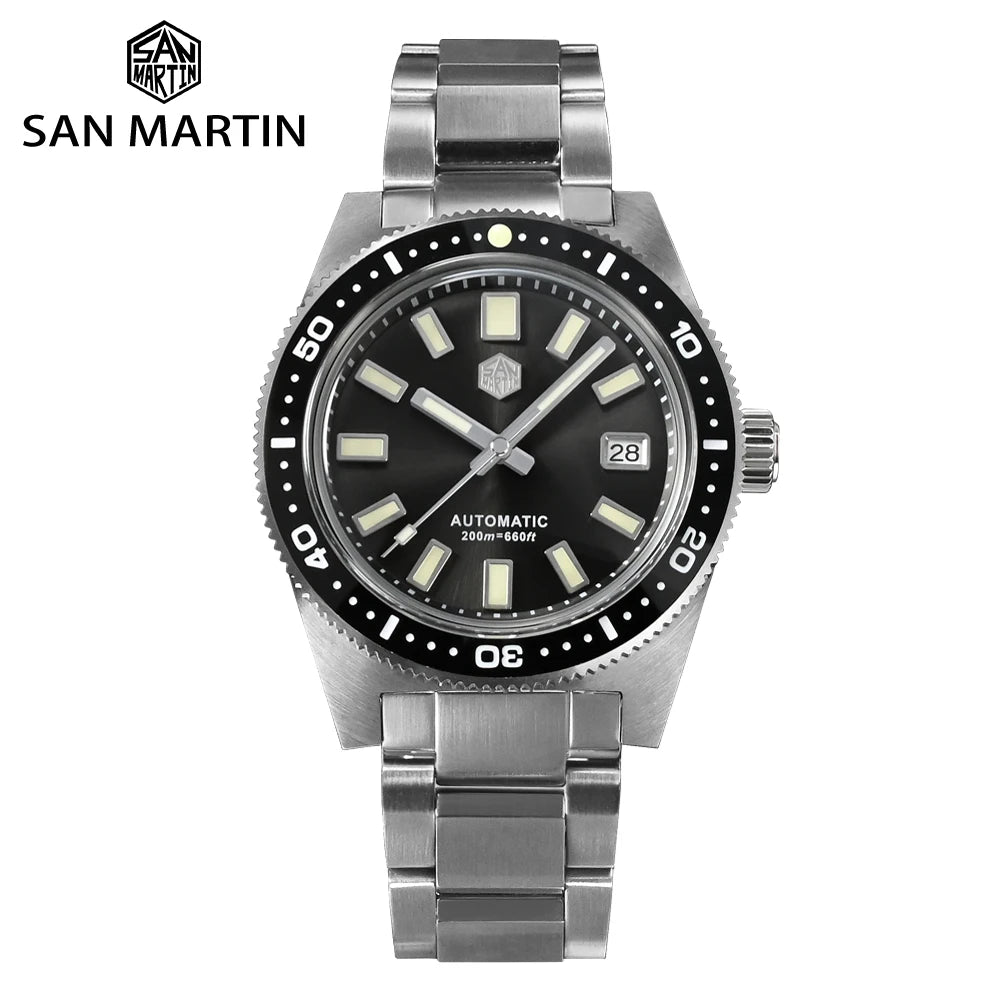 San Martin 62mas V4 Diver SN0007G 41mm NH35 Automatic AR Sapphire  Date Window 20bar c3 Luminous