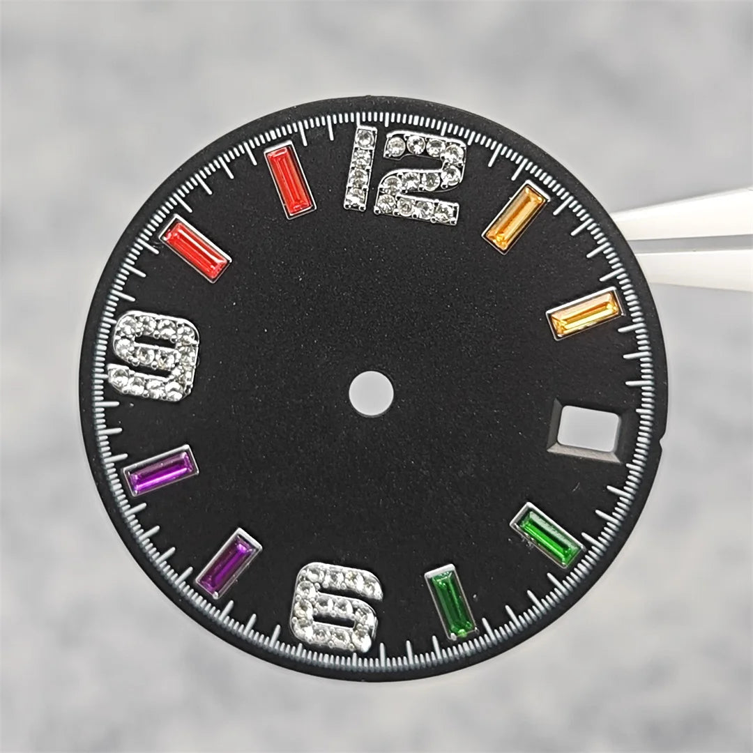 28.5mm Watch Parts Watch Dial Sun Pattern Rainbow Scale Watch Faces Modification Accessories for NH35/NH36/4R/7S Movement