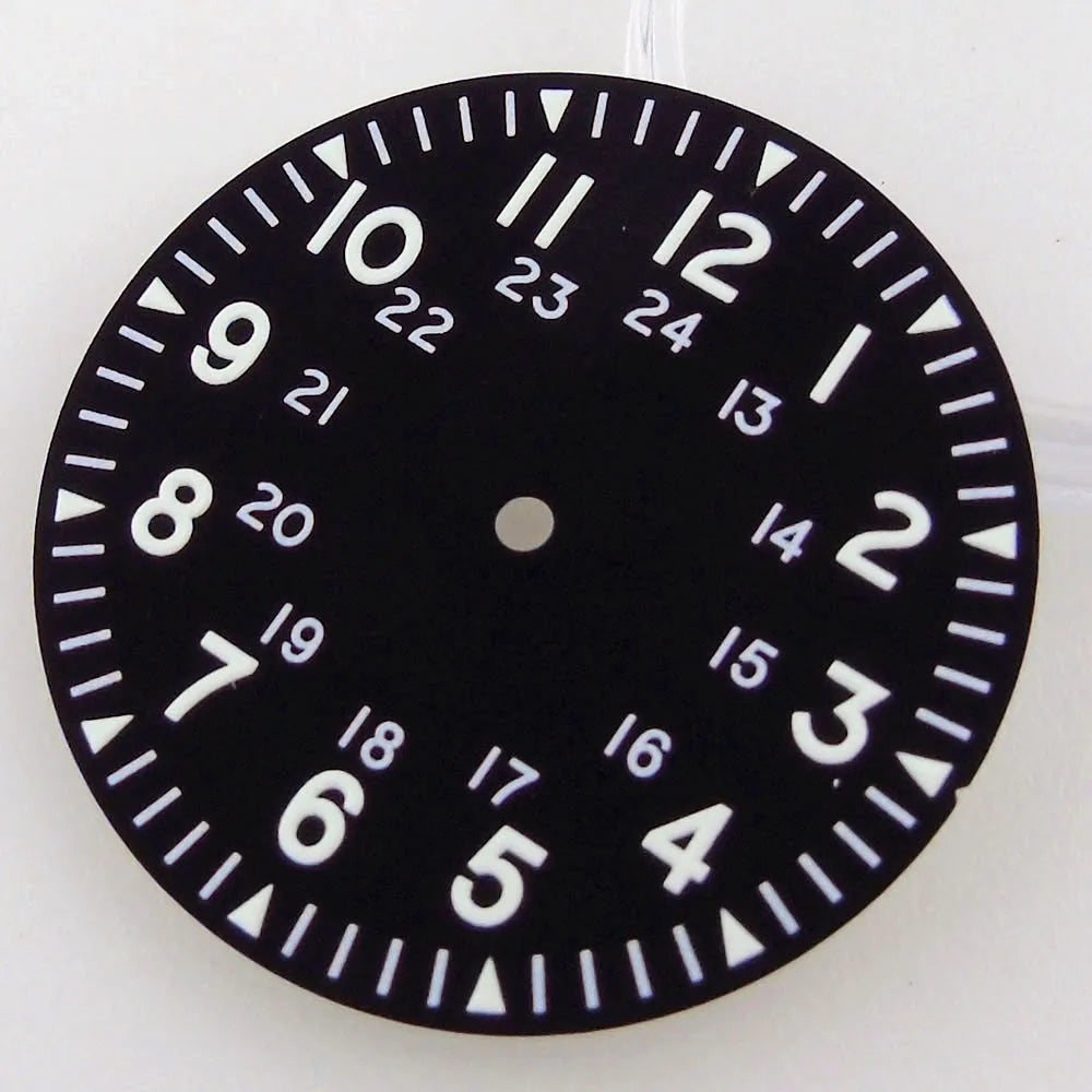 33.5mm Black Watch Dial Fit For NH34 NH36 NH35 Automatic Movement Arabic Numerals