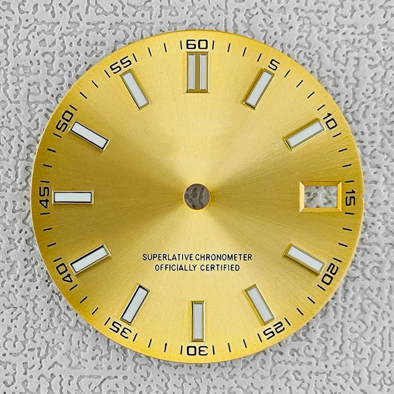 28.5mm double bar date window Watch Dial With Watch Hands Date Just Luminous Sunray Fit NH35 NH36 Watch Faces Automatic Movement