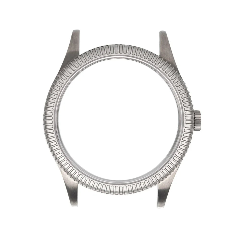 43mm Titanium ETA6497 Watch Case Fluted Bezel 36.5mm Dial for ETA6497 6498 ST3600 3621etc Hand Winding Movement Sapphire 5ATM