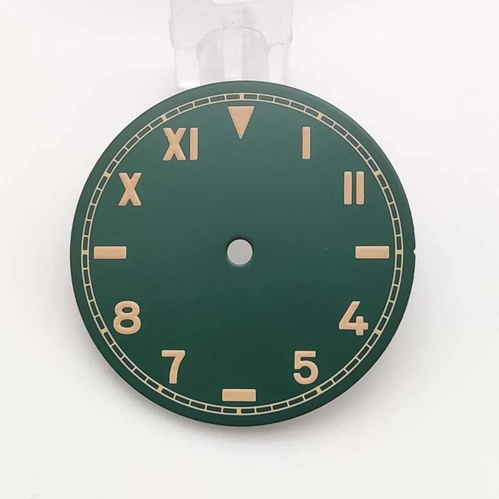 Retro 28.5MM Watch Dial with Green Luminous half rome number for NH35/NH36/2824/8215 Movement Watches Hands
