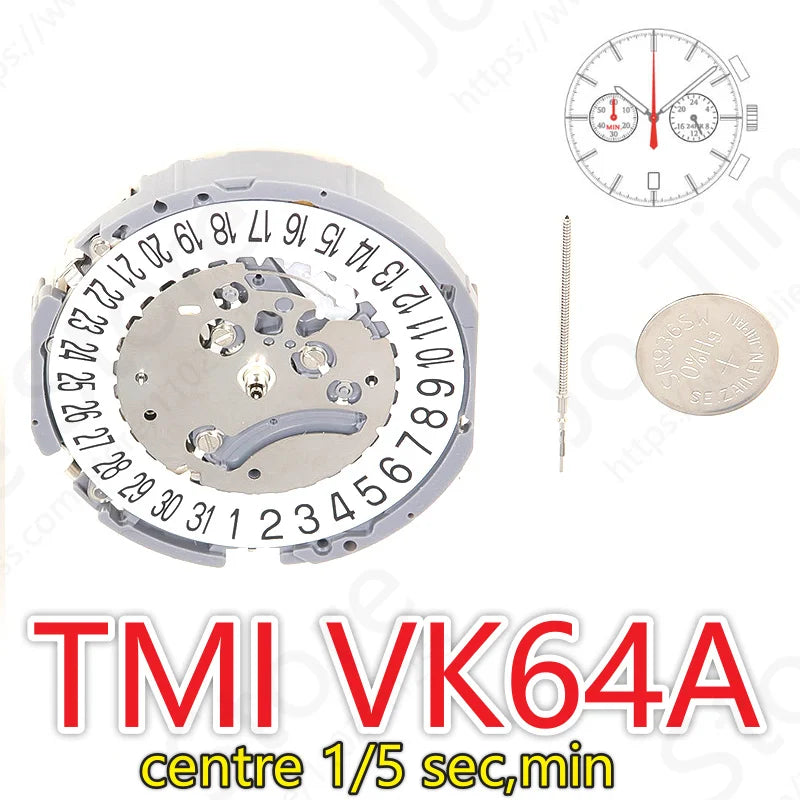 Original Seiko TMI VK64 movement Quartz 2 eys 5 hands Hattori
