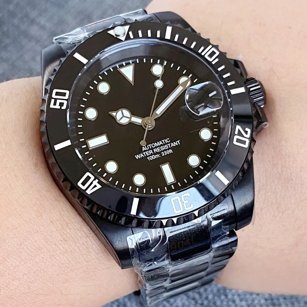 Black Submariner Tandorio TD265K Japan NH35 Mechanical 40mm Dive Watch 200M Waterproof Lume Sapphire
