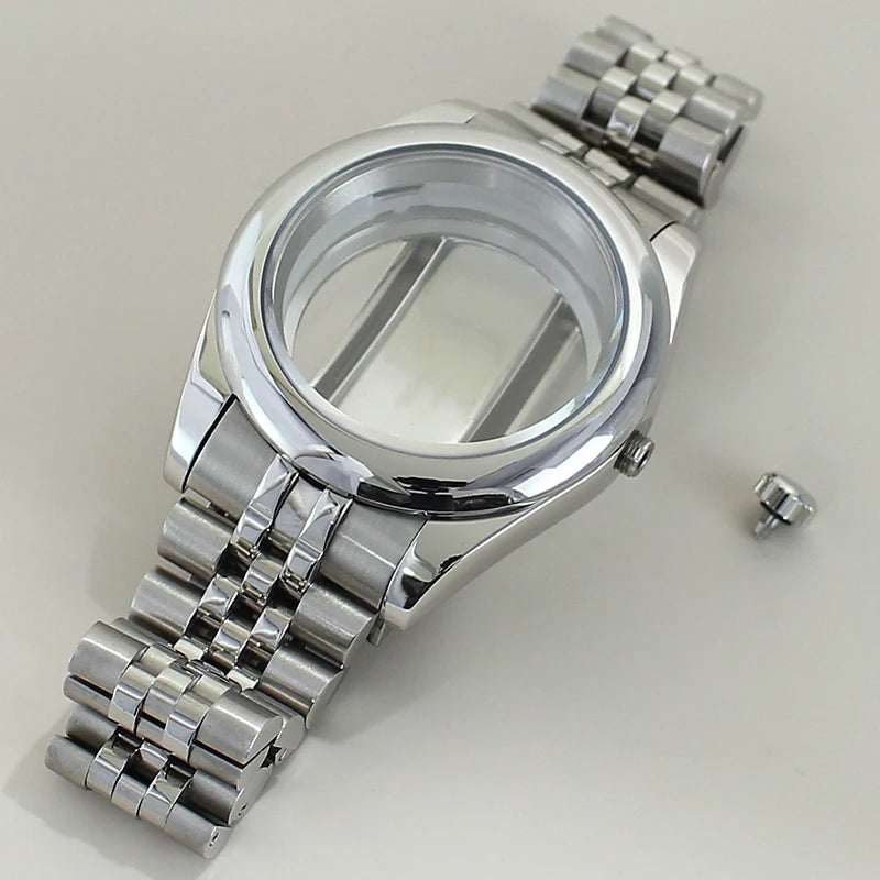 Two Tone Round Edge Watch Case 39mm 36mm Sapphire Crystal Glass For Seiko NH35 NH36 NH38 NH34 Miyota 8215 Movement Presidential Bracelet