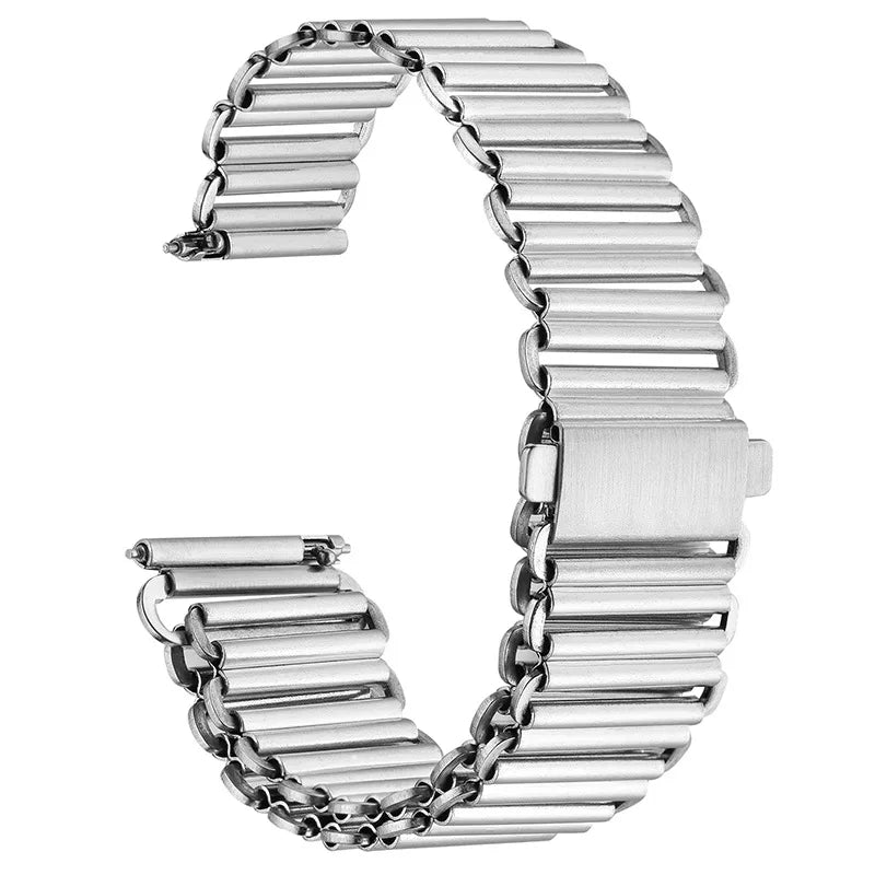 Bonklip Steel Strap Solid Stainless Steel Bracelet Double Snap Quick Release Hollow Matte 12/16/18/20/22mm
