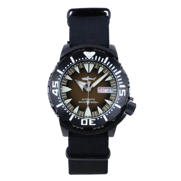 HEIMDALLR PVD Black Monster Watch 45mm 20ATM Waterproof C3 Luminous Sapphire NH36 Automatic Day-Date