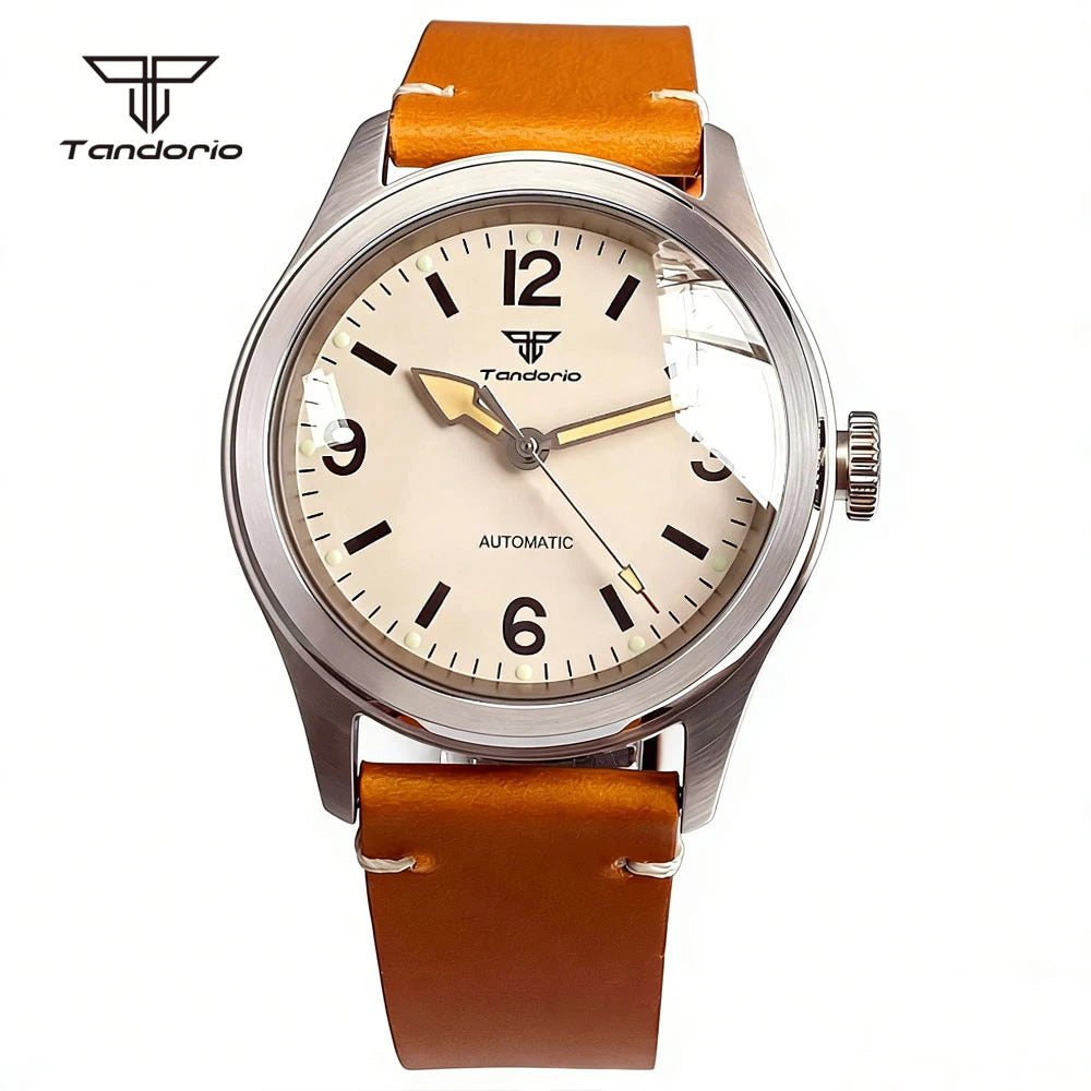 38mm Pilot Watch Tandorio TD158 Vintage Field Watch for Men NH35