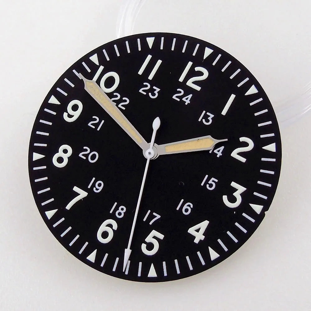 33.5mm Black Watch Dial Fit For NH34 NH36 NH35 Automatic Movement Arabic Numerals