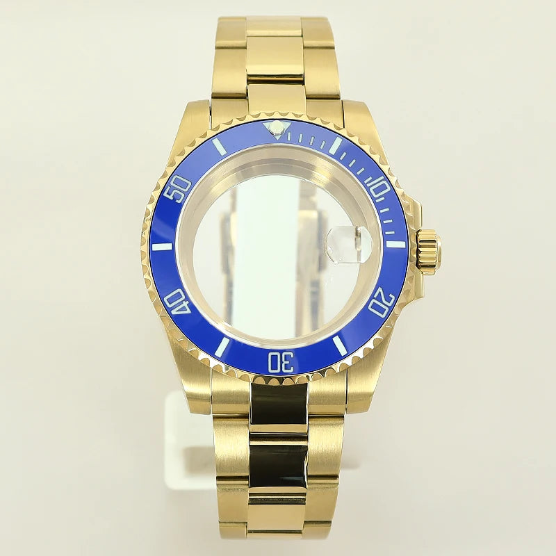40MM PVD Gold Submariner Watch Case GMT Yacht Master Polish Strap Sapphire Glass For NH35 NH36 NH34 NH38 Miyota 8215 Eta 2824 GMT SUB Yacht 20ATM waterproof