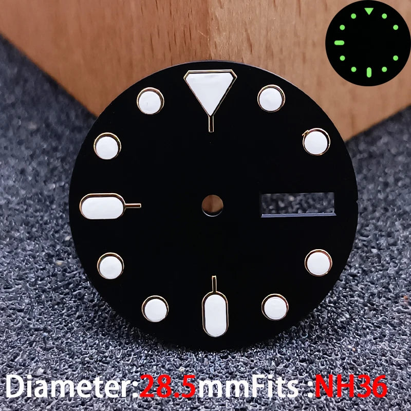 28.5mm Day-Date Dial for NH36 watch dial Green luminous Mod accessories parts 13 colors