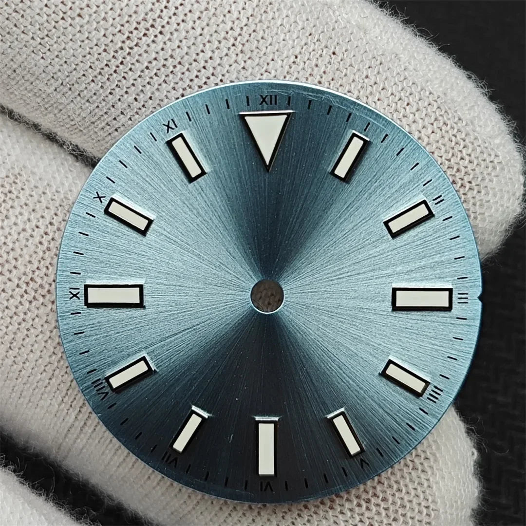 28.5mm Sunray Watch Dial Stripe Nails Green Luminous Font Modified Watch Accessories Suitable for NH35/8215/2836 Movement