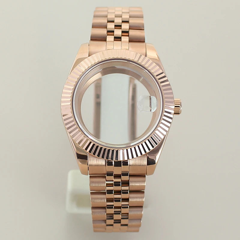 39mm 36mm Fluted Curved Watch Case Sapphire Crystal For Seiko NH35 NH36 NH38 NH34 Miyota8215 Movement 28.5 Dial Jubilee Bracelet