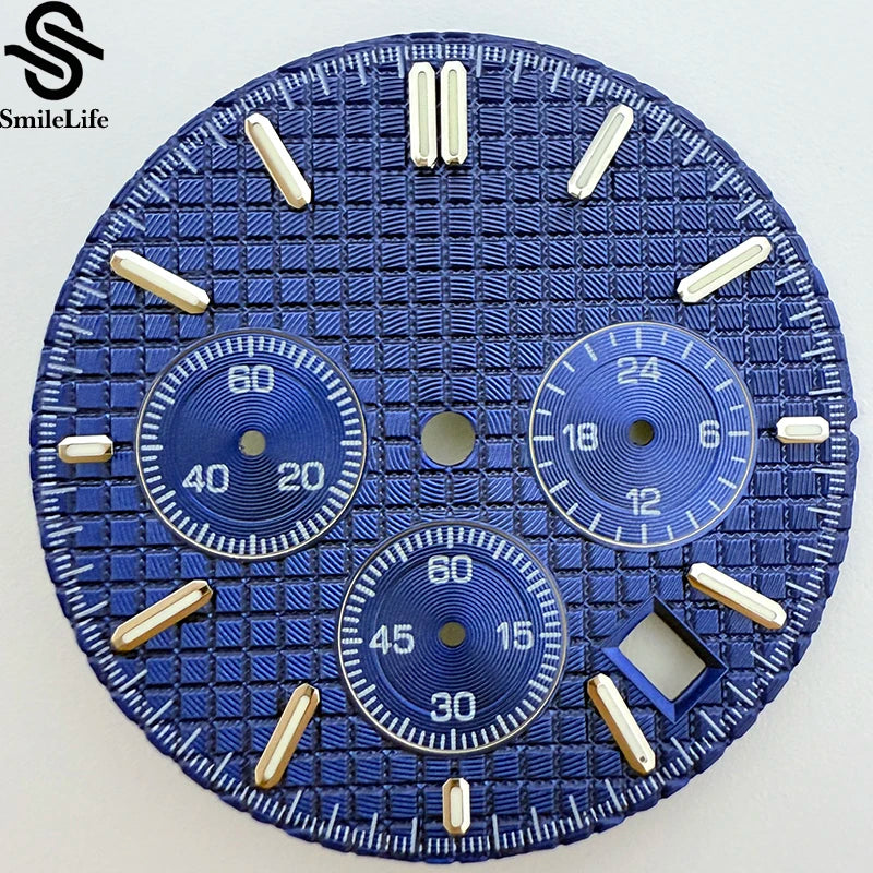 31.8mm Royal Oak Dial Green Luminous Chronograph Dial Suitable Fit VK63 Quartz Movement modified Watch Parts Accessory 3 Eyes
