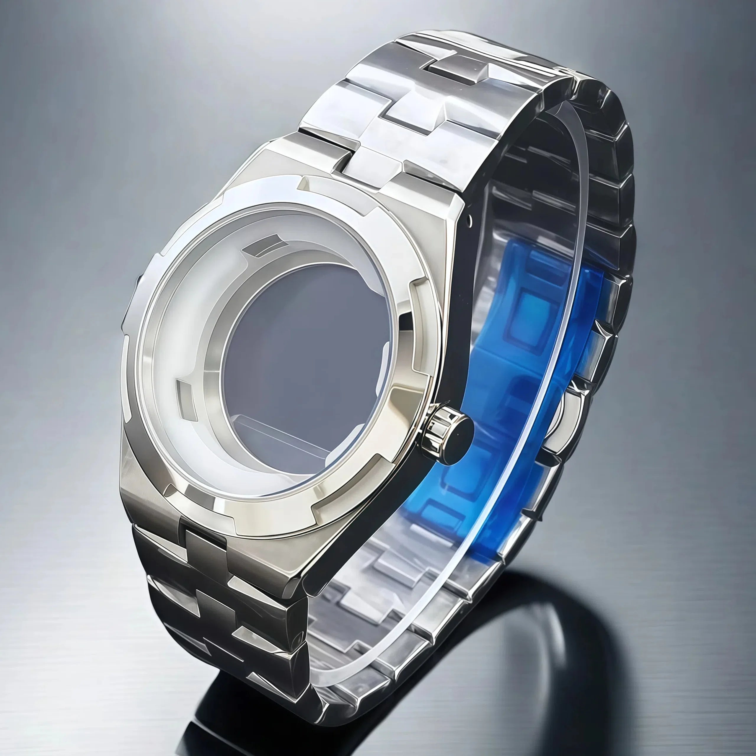 Overseas Watch Case 41mm fit 8215 Movement Fit 33mm Dial accessories Steel Strap Gold and Silver are Available