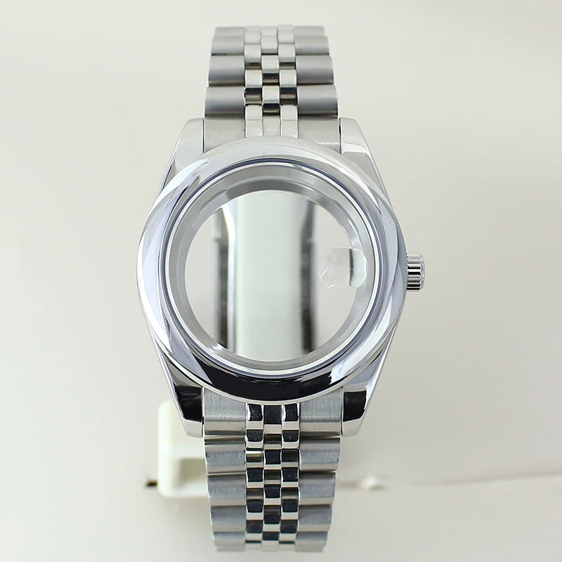 Two Tone Round Edge Watch Case 39mm 36mm Sapphire Crystal Glass For Seiko NH35 NH36 NH38 NH34 Miyota 8215 Movement Presidential Bracelet