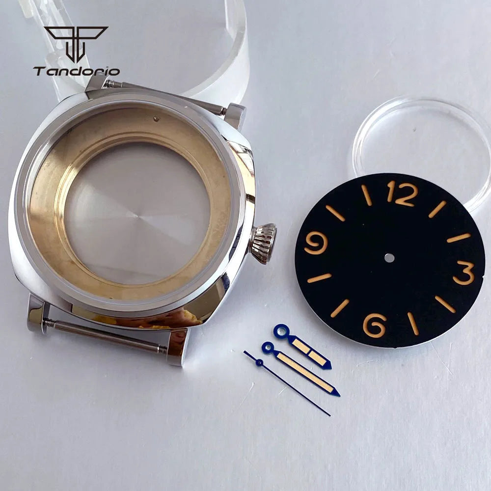 Polished Square Watch Case 42mm Rediomir Mod Parts 35mm Sandwich Dial+Hands Fit NH35 NH36 NH38 Miyota8215 821A 8205 ETA2824 PT5000 ST2130 Sapphire