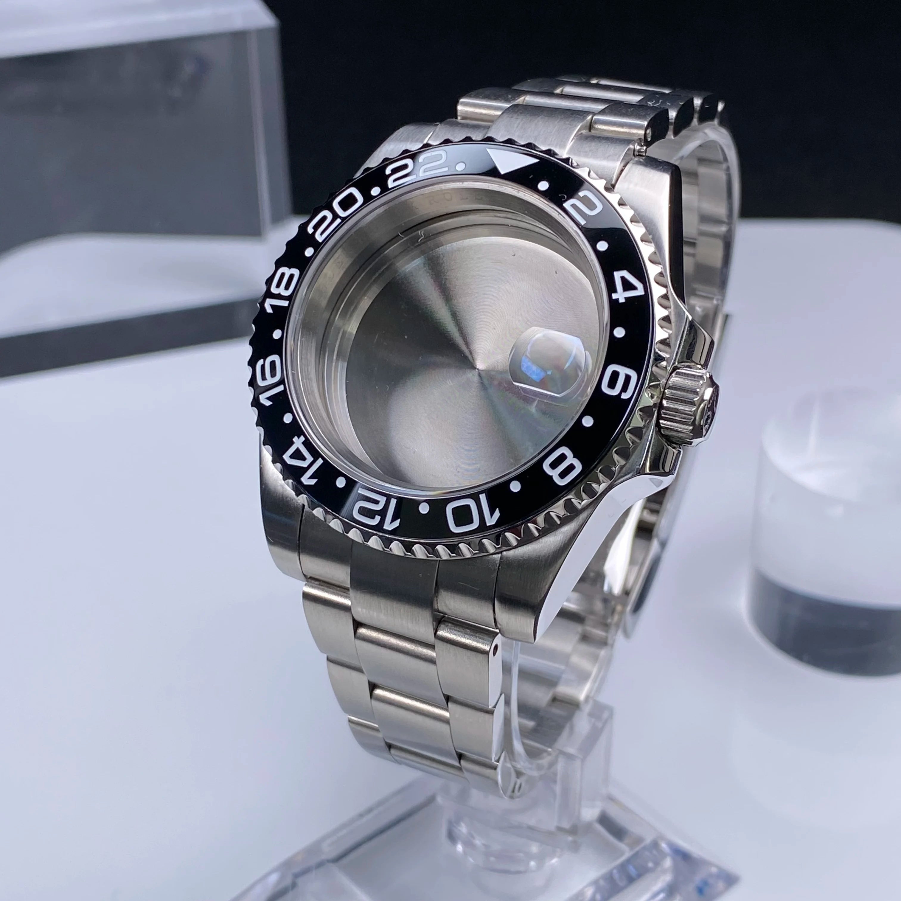 Sub Watch Case NH35 sliver 40mm GMT/SUB 120 clicks Stainless Steel Sapphire Glass fit nh34 nh35 nh36 movement 28.5mm Date Dial