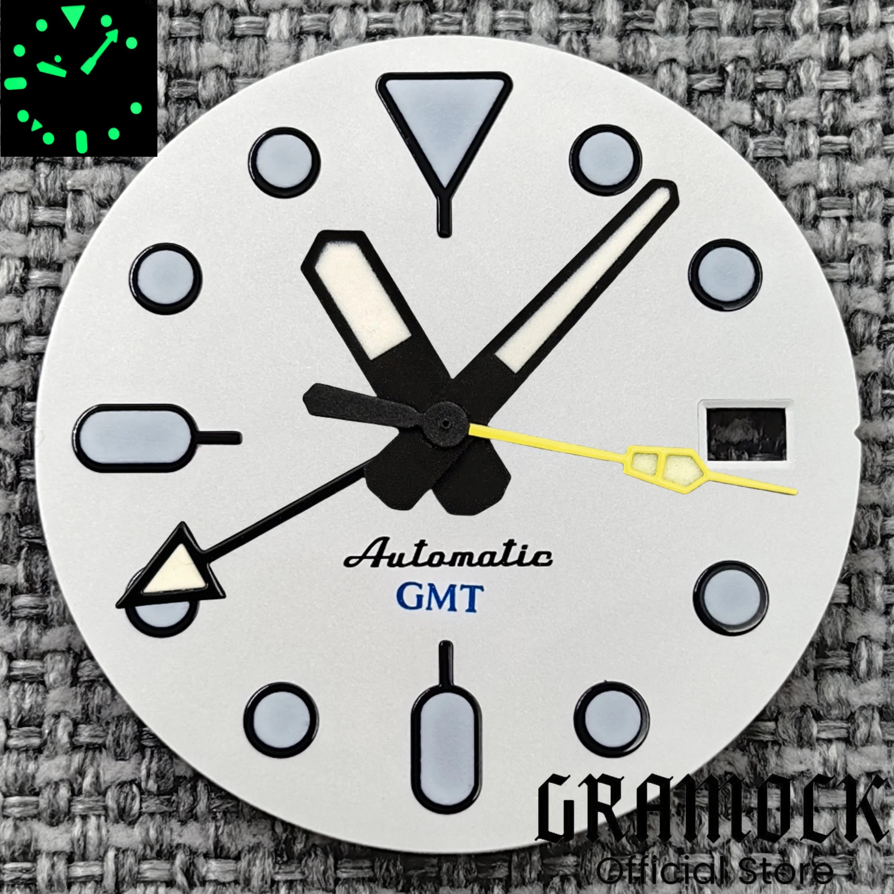 29mm Blue Red Black Orange GMT NH34 White Glossy Dial With Hands C3 Lume Fit NH34 Mechanical Watch Modified Accessories