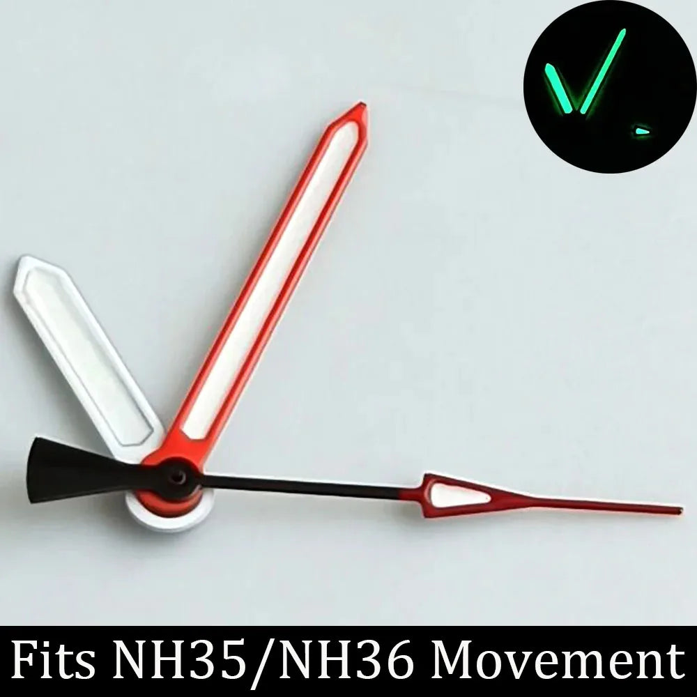 high-quality Watch accessories watch pointer NH series 35 NH36 hands green luminous suitable for N H35/ NH36 movement
