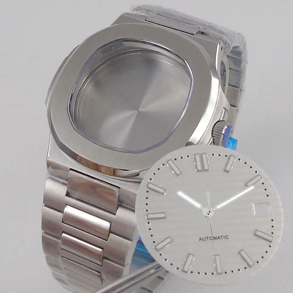 Square Watch Case fit for Philippe Nautilus 40mm Japan NH35A NH34 NH70 Movement Sapphire Glass Watch Parts