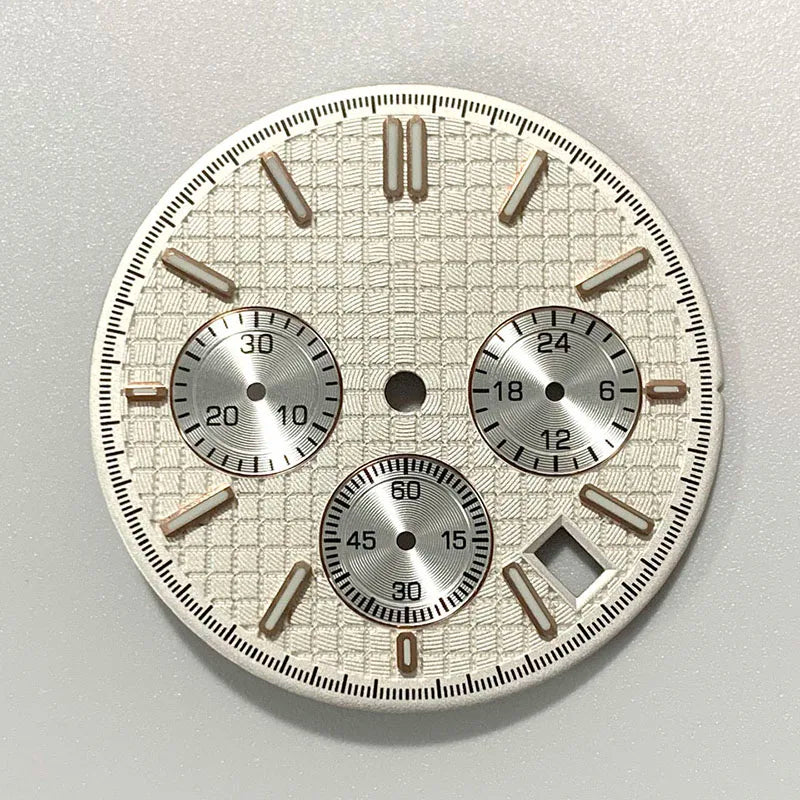 VK63 watch dial Non Logo Royal Oak dial 31.8mm waffle texture Chronograph Face 6 Hands fit for Quartz VK63 movement watch accessories