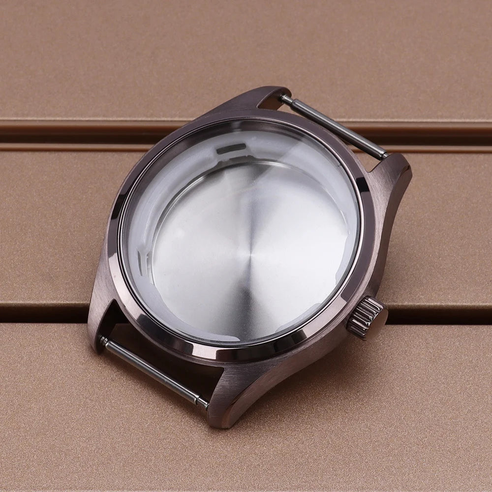 40mm Pilot Watch Case Brushed Design 316L Stainless Steel For Seiko NH35 NH36 NH34/38 Movement 10ATM Watch Parts